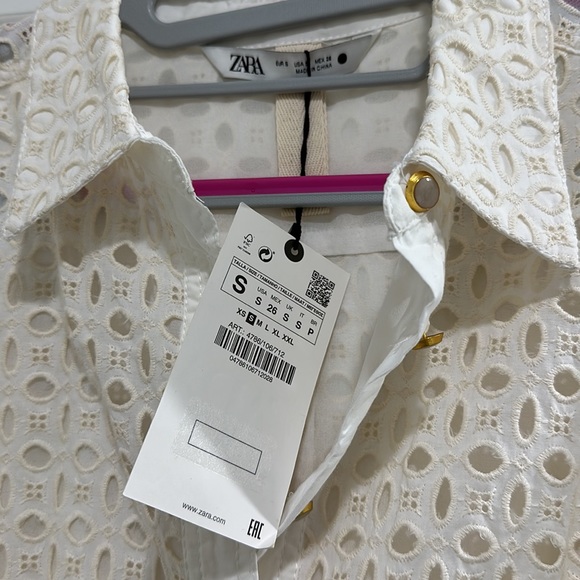 Zara Women Openwork Embroidery Short Dress Ecru 4786/106 Size S - Picture 4 of 8